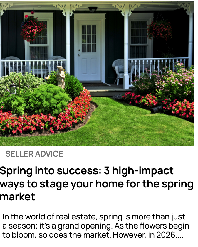 Image of a post headline and excerpt on spring staging for Berkshire Hathaway HomeServices, linking to the external blog post.